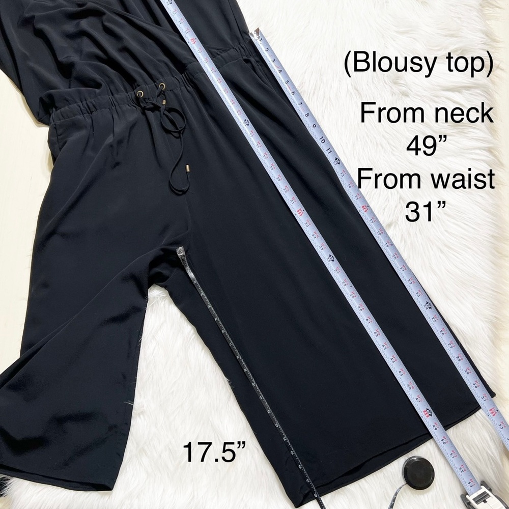 SOLD-Eileen Fisher Black Sleeveless Cropped Wide Leg Jumpsuit - Picture 12 of 12
